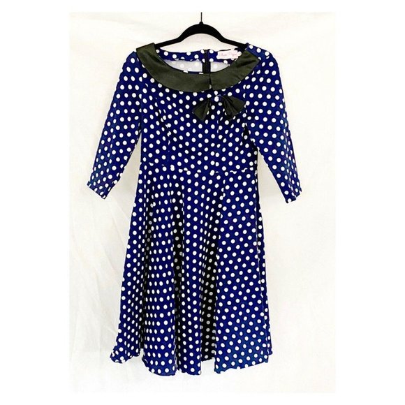 Belle Poque Polka Dot Rockabilly Flare Dress - Picture 6 of 8